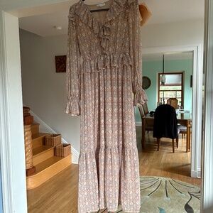 Anthropologie Moon River Bohemian Boho Prairie Ruffled Flowy Dress--Small/Medium